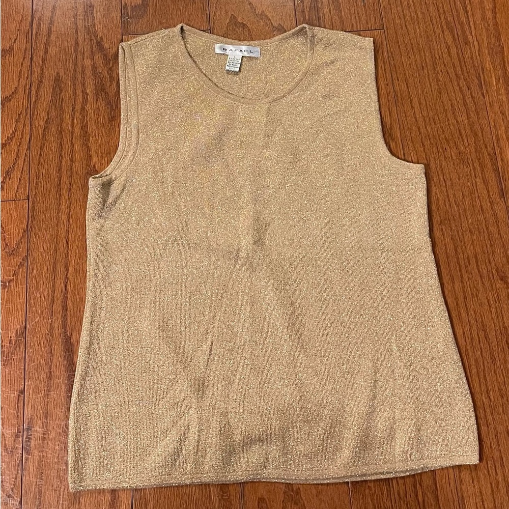 RAFAEL Gold Sleeveless Shimmer Tank Top